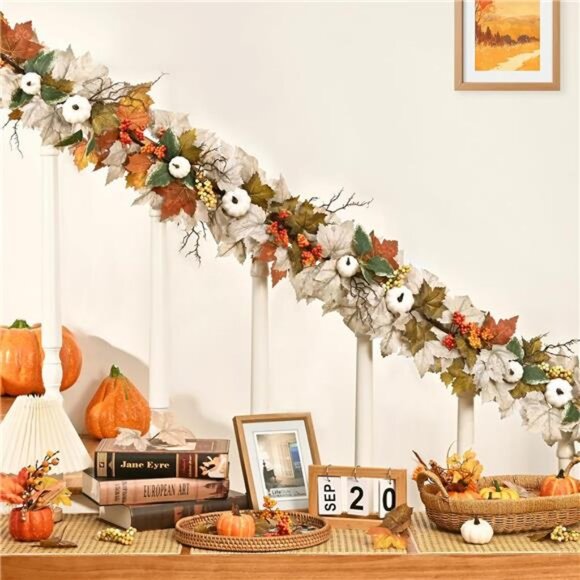 Fall Decorations for Home, 6 Ft Fall Garland for Mantle, Fall Leaves Garland - Picture 2 of 8